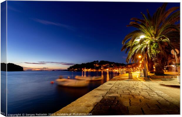 Embankment of Cavtat town at dusk, Dubronick Rivie Canvas Print by Sergey Fedoskin