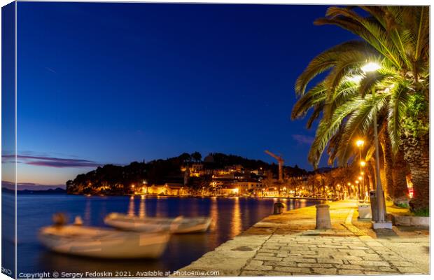 Embankment of Cavtat town at dusk, Dubronick Rivie Canvas Print by Sergey Fedoskin