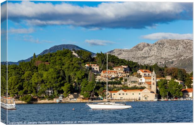 Blue sky over Cavtat. Well known tourist destination near Dubrovnik. Canvas Print by Sergey Fedoskin