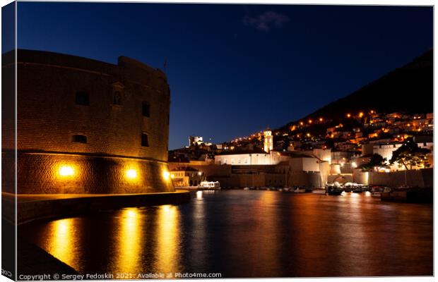 Dubrovnik city old port marina and fortifications seen from Porporela Canvas Print by Sergey Fedoskin