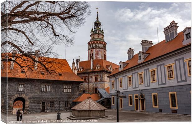 Cesky Krumlov cityscape with castle and old town, Czechia Canvas Print by Sergey Fedoskin