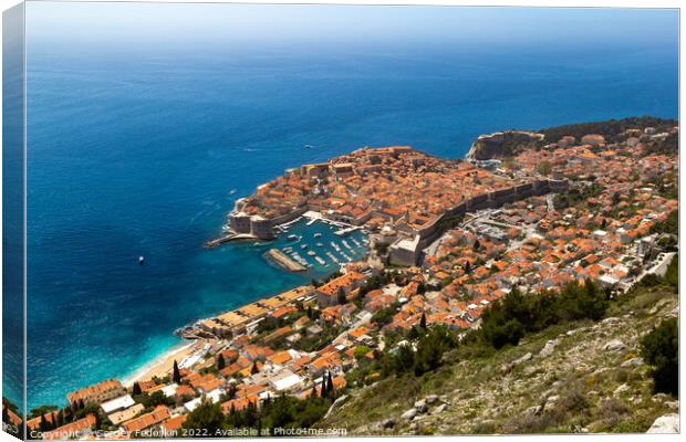 Aerial view of the old town Dubrovnik in Croatia. Canvas Print by Sergey Fedoskin
