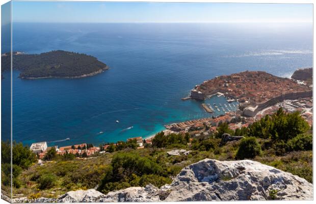 Aerial view of the old town Dubrovnik in Croatia. Sunny day. Canvas Print by Sergey Fedoskin