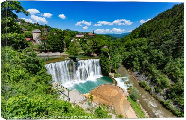 Jajce town in Bosnia and Herzegovina, famous for the beautiful waterfall on the Pliva river Canvas Print by Sergey Fedoskin