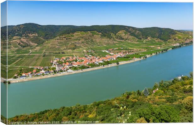 Danube river and vineyards in Wachau valley. Lower Austria. Canvas Print by Sergey Fedoskin