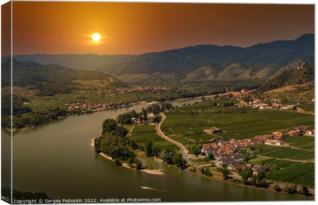 Wachau valley with Danube river and vineyards. Lower Austria. Canvas Print by Sergey Fedoskin
