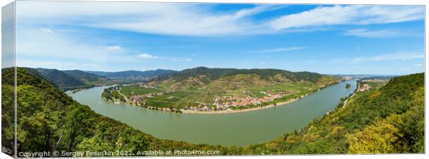 Vineyards by the Danube river in Wachau valley. Lower Austria. Canvas Print by Sergey Fedoskin