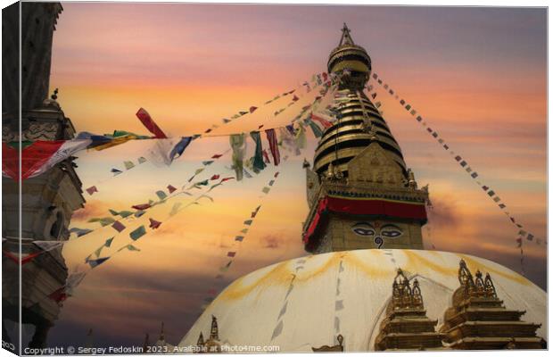 Swayambhunath Stupa in the Kathmandu valley of Nepal. Canvas Print by Sergey Fedoskin