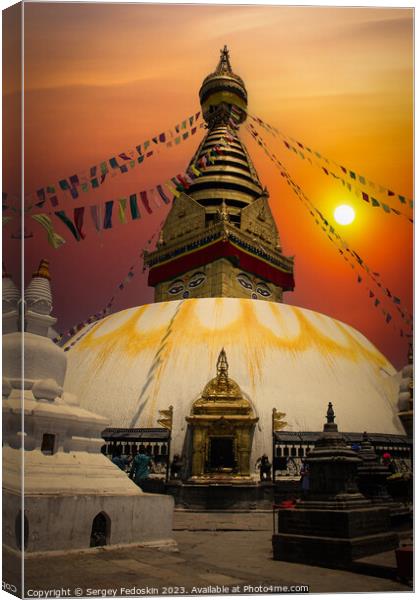 Swayambhunath Stupa in the Kathmandu valley of Nepal. Canvas Print by Sergey Fedoskin