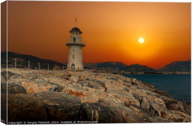 Lighthouse at sunset. Canvas Print by Sergey Fedoskin