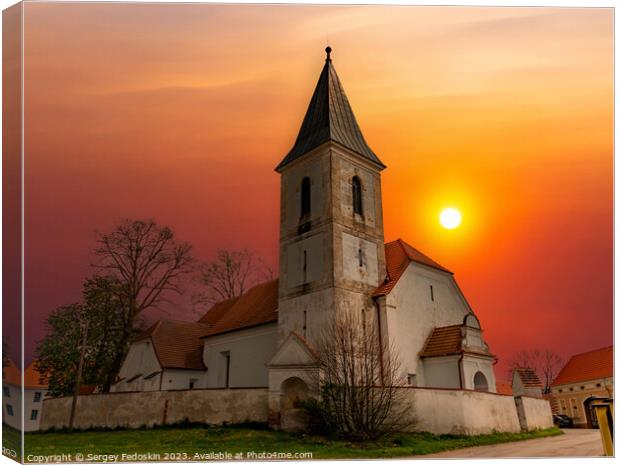 Rural church at sunset. Canvas Print by Sergey Fedoskin