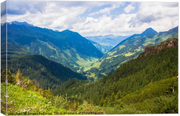 Valley in mountains in austrian Alps Canvas Print by Sergey Fedoskin