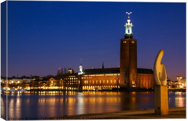 City Hall in night Stockholm. Sweden. Europe. Wint Canvas Print by Sergey Fedoskin
