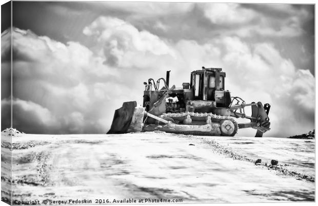 Tractor on the white mountain. Canvas Print by Sergey Fedoskin