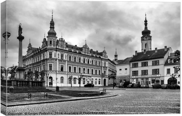 Square in town Pisek. Czechia. Canvas Print by Sergey Fedoskin