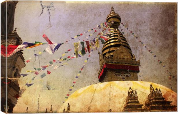 Buddhist temple in Katmandu, Nepal, Himalaya. Canvas Print by Sergey Fedoskin