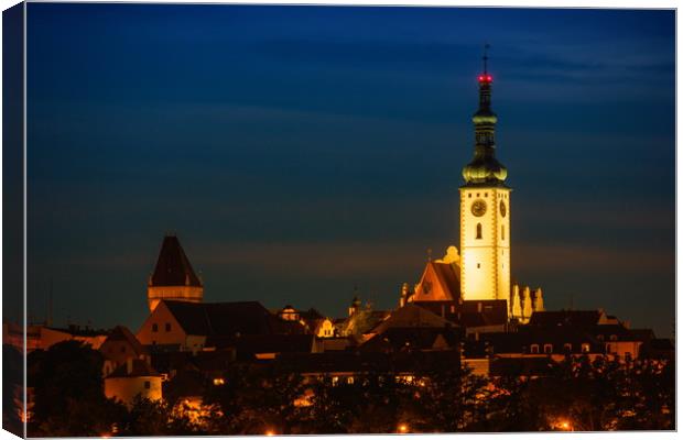 Night over Tabor city, Czech Republic. Canvas Print by Sergey Fedoskin