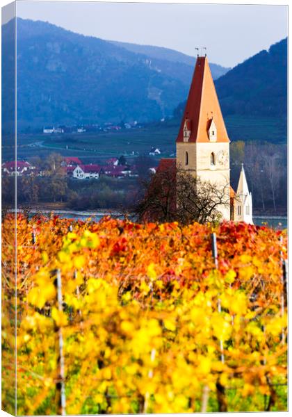 Weissenkirchen. Wachau valley. Autumn colored leav Canvas Print by Sergey Fedoskin