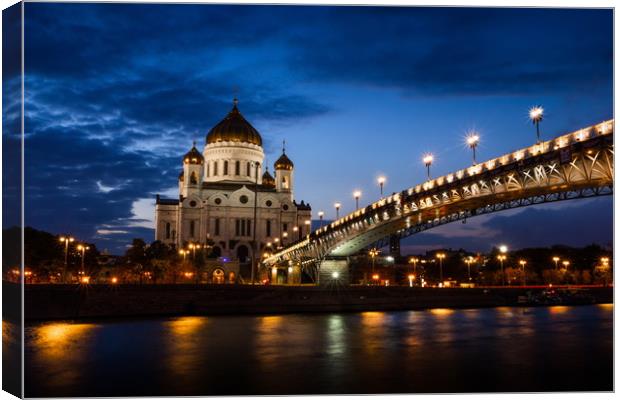 Illuminated Cathedral of Christ the Savior framed  Canvas Print by Sergey Fedoskin