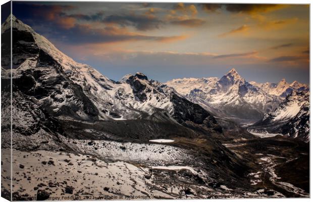 Evening view Himalaya mountains with beautiful sky. Sagarmatha n Canvas Print by Sergey Fedoskin