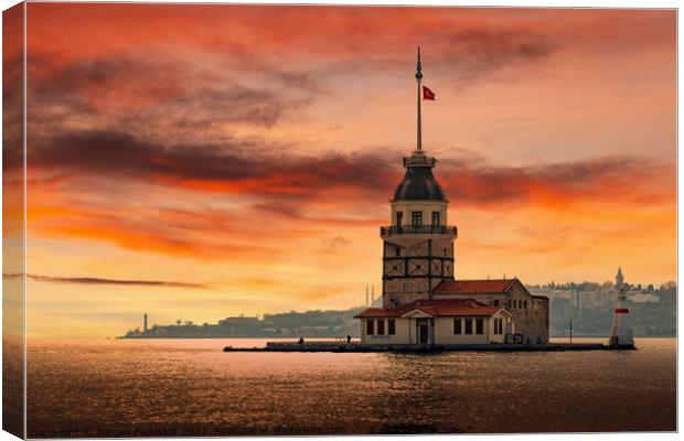 Maiden's Tower (Kız Kulesi) on a sunset. Istanbul. Turkey Canvas Print by Sergey Fedoskin