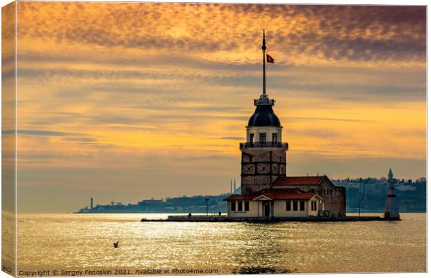 Maiden's Tower (Kız Kulesi) on a sunset. Canvas Print by Sergey Fedoskin