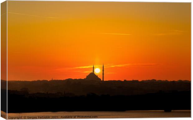 Sunset sky over Istanbul mosques. Turkey. Canvas Print by Sergey Fedoskin