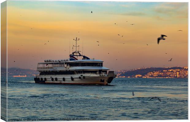 Cruise ferries in Bosphorus between european and asian coasts of Canvas Print by Sergey Fedoskin