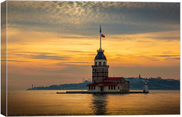 Maiden's Tower (Kız Kulesi) on a sunset. Istanbul. Turkey Canvas Print by Sergey Fedoskin