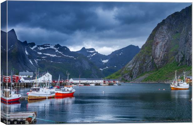 Harbor on the Lofoten in Norway. Canvas Print by Hamperium Photography