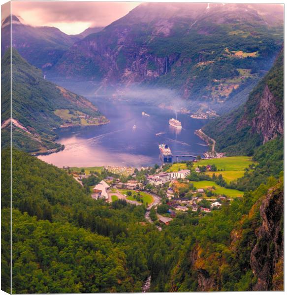 Geiranger in Norway Canvas Print by Hamperium Photography