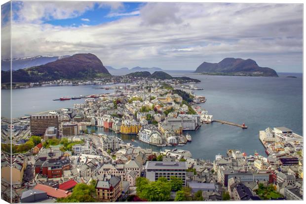 the city of Ålesund in Norway Canvas Print by Hamperium Photography