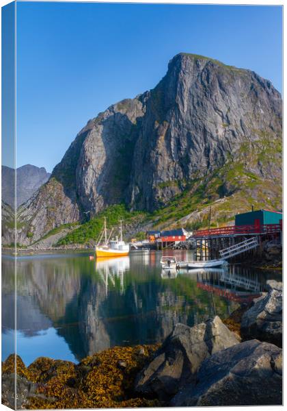 Fishing boat on the Lofoten Canvas Print by Hamperium Photography