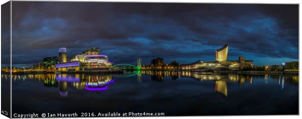 Salford Quays, Imperial War Museum, Quays Theatre Canvas Print by Ian Haworth