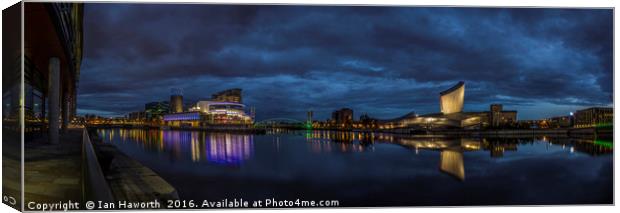 Salford Quays, Imperial War Museum, Quays Theatre Canvas Print by Ian Haworth