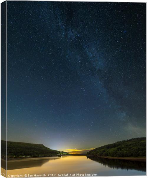 Ladybower Reservoir Milky Way Canvas Print by Ian Haworth