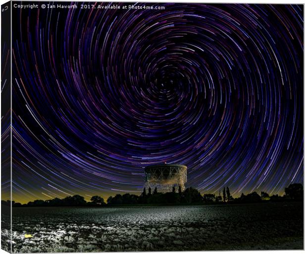 Jodrell Bank Vortex Star Trails Canvas Print by Ian Haworth