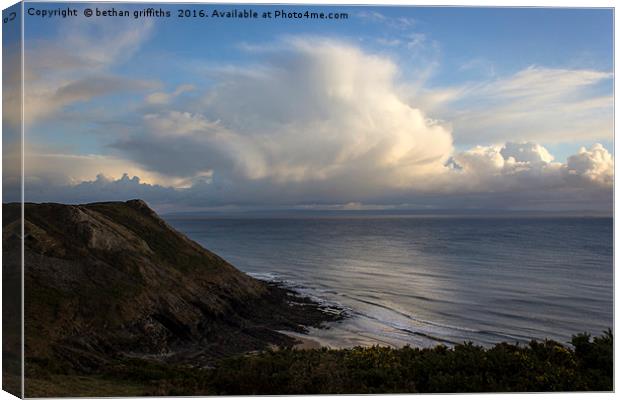 Pennard cliffs and cloud Canvas Print by bethan griffiths