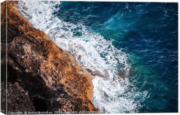 Waves are beating against the shore rocks, Cap de  Canvas Print by Andrei Bortnikau