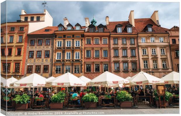 Old town Market square in Warsaw, Poland Canvas Print by Andrei Bortnikau