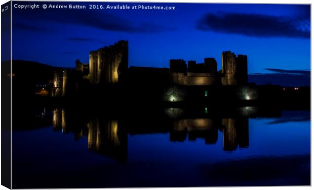 Caerphilly Castle's Dusk Canvas Print by Andrew Button
