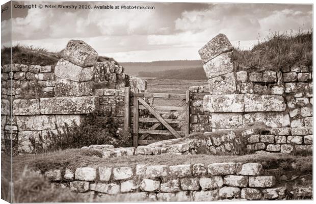 Hadrians Wall Canvas Print by Peter Shersby