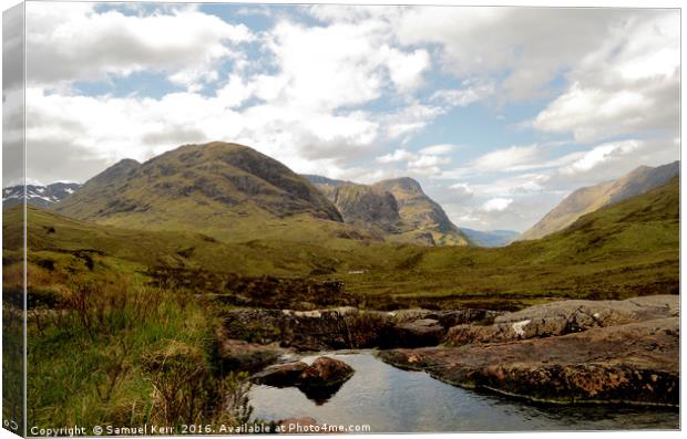 A view down Glencoe Canvas Print by Samuel Kerr