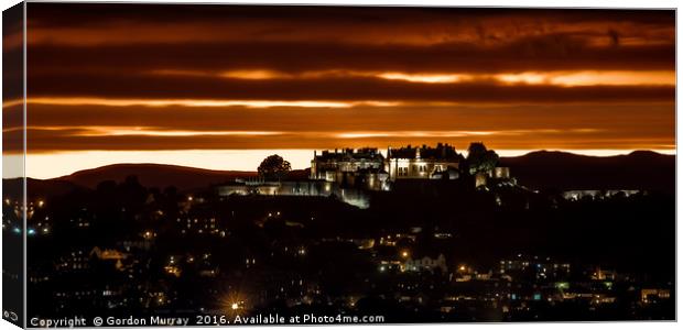 Stirling Castle Sunset Canvas Print by Gordon Murray