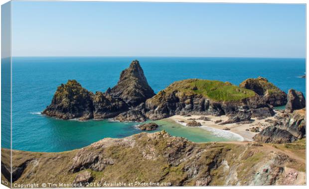 Beautiful sunny day at Kynance Cove in Cornwall Canvas Print by Tim Woolcock