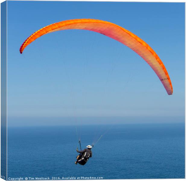 Paraglider enjoying the beautiful weather  Canvas Print by Tim Woolcock