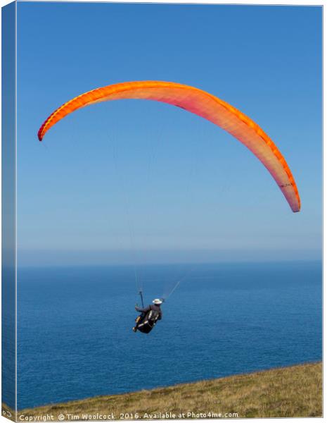 Paraglider enjoying the beautiful weather  Canvas Print by Tim Woolcock