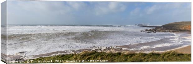 Stormy seas in Godrevy, Cornwall Canvas Print by Tim Woolcock