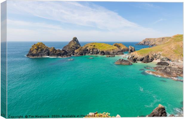 Kynance Cove near the Lizard, Cornwall.  Canvas Print by Tim Woolcock