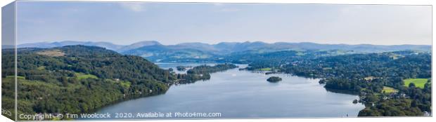 Aerial Photograph of Lake Windemere, Cumbria  Canvas Print by Tim Woolcock